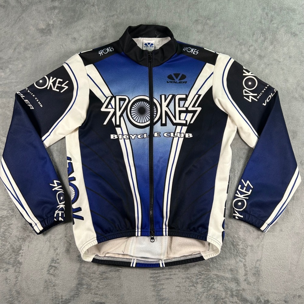 Voler Spokes Bicycle Club Cycling Jersey Blue White Black Long Sleeve Full Zip